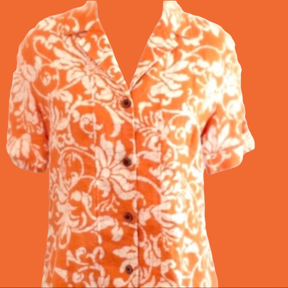 Chico's Linen Button Down Short-Sleeve Top